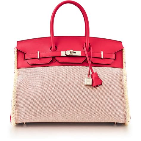 Hermès Limited Edition Framboise Swift Ecru And Twill H Canvas 